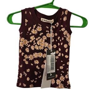 Misha‎ & Puff Wild Daisy Tank 0-6 Months Burgundy NWT Luxury Pima Cotton Floral